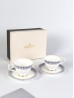 Porcelain 2 Cups & Saucers Gift Set Blue With Gift Box